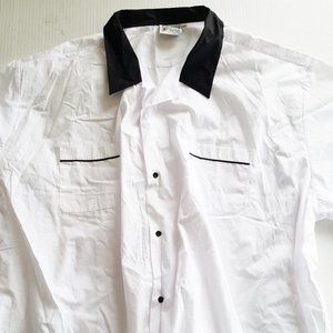 BOWLING SHIRT 6X NWT S/S Cruisin USA Rockabilly White w/ Black Accents